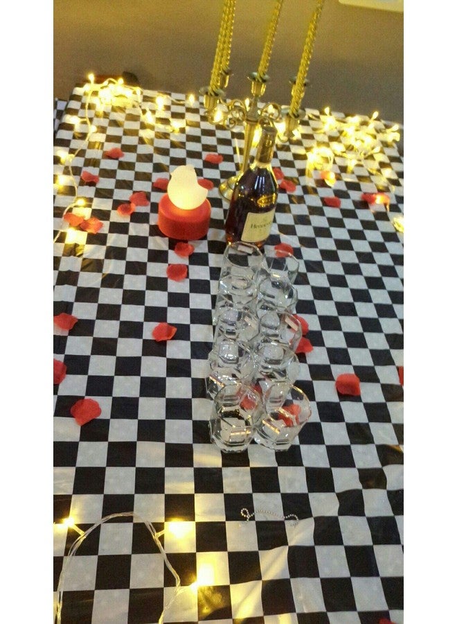 BRICHBROW Pcs Of 2 Premium Plastic Checkered Flag Tablecloths Picnic Table Covers, Tablecovers Party Favor (2, Black) - Image 3