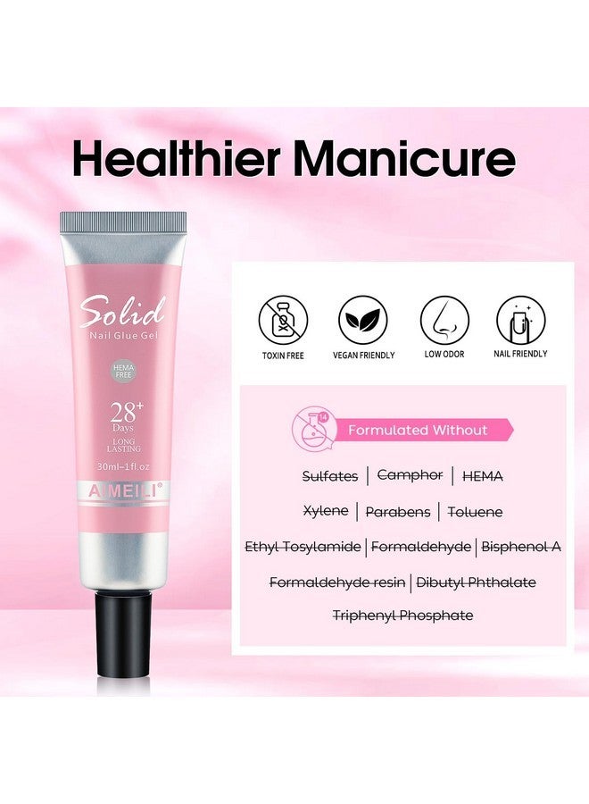 AIMEILI Solid Nail Glue Gel For False Nail Tips Fake Nails, Strong Adhesion Nail Gel Glue For Nail Extension Soft Gel Nail Tips - Image 5