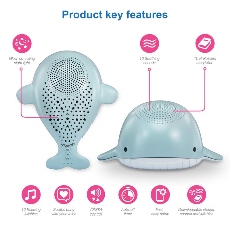 VTech Communications BC8312 Wyatt The Whale Storytelling Baby Sleep Soother with a White Noise Sound Machine Featuring; 10 Stories, 10 Ambient Sounds & 10 Calming Melodies with Glow-on-Ceiling - Image 2