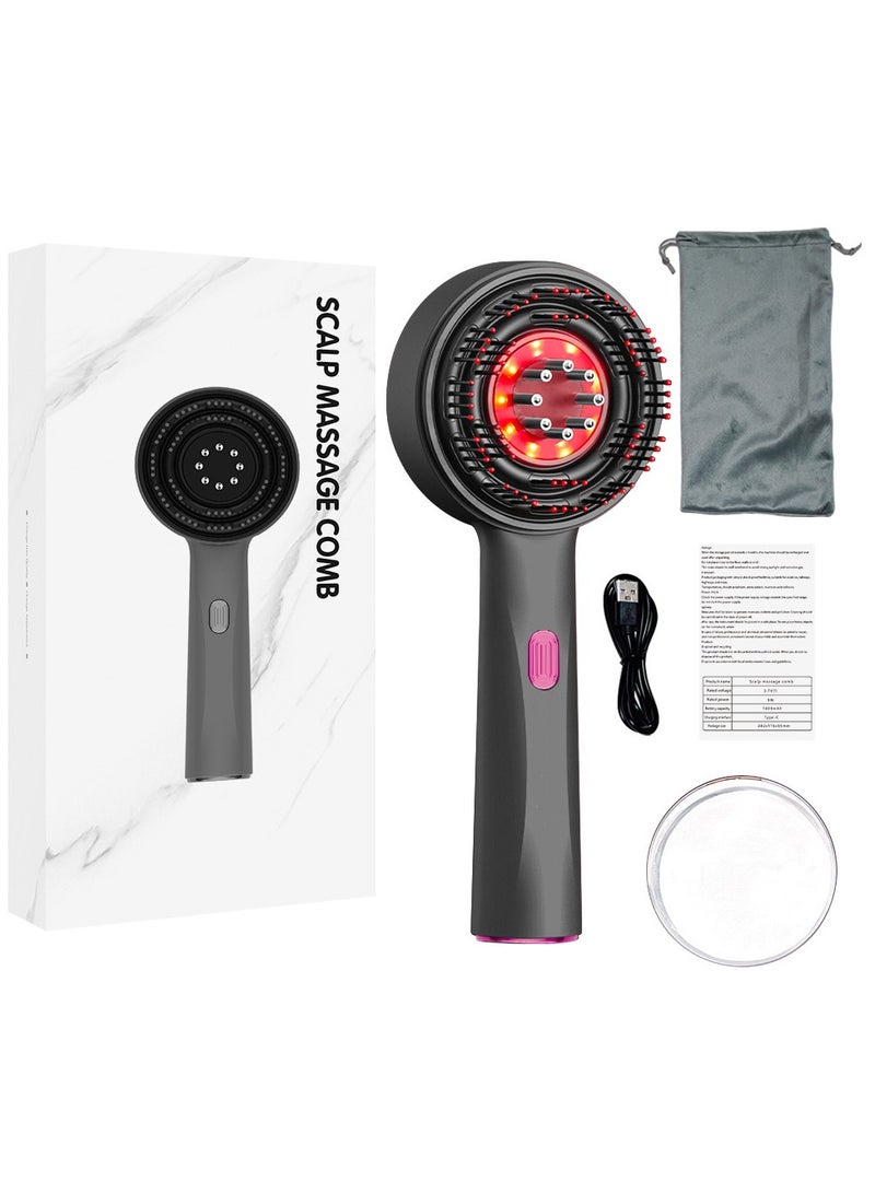 أسيف جهاز تدليك الشعر، فرشاة شعر ذكية محمولة لفروة الرأس، مشط تدليك كهربائي متعدد الوظائف 3 في 1، مدلك رأس كهربائي (أسود) - Image 1