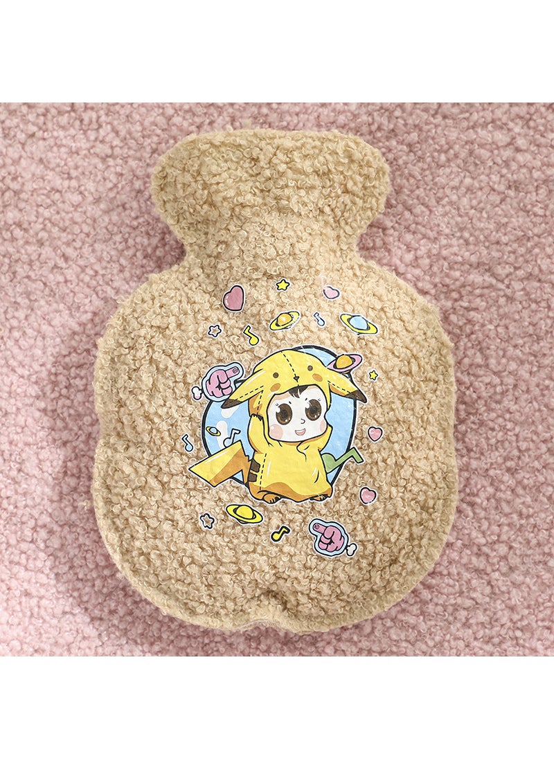 Generic Cute Explosion-Proof PVC Inner Lining Home Use Cartoon Plush Water Bag Teddy Warm Hand Bag Hot Water Bottle Winter Essential Leather 