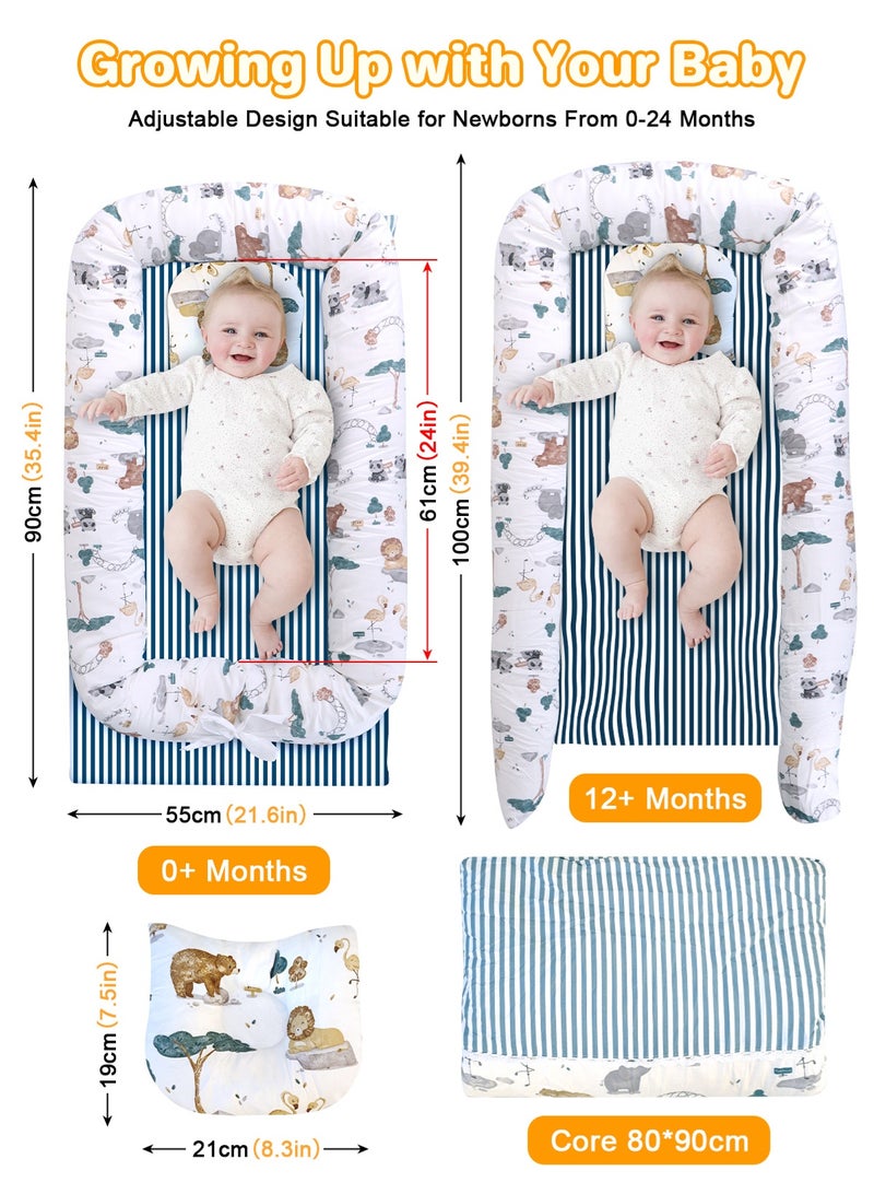 URbazaar Baby Lounger - Baby Lounger for Newborn, 0-24 Months, Infant Lounger for Home and Travel, Soft Cotton, Baby Nest Lounger, Newborn Babies Essentials Gifts - Image 2