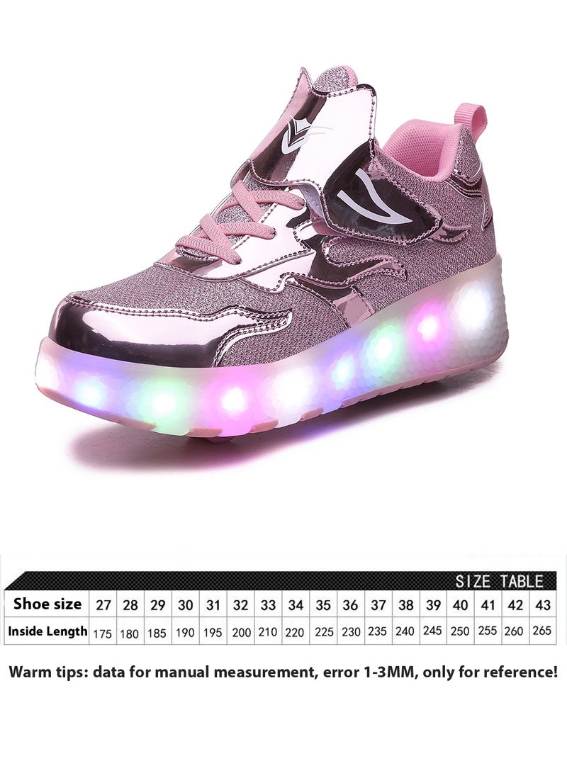 Arabest LED Flash Roller Shoes Skate Shoes with Wheels and and Lightning Bottom Fashion Flashing Sneakers Slip-Resistant Sneakers Pink  - Image 3