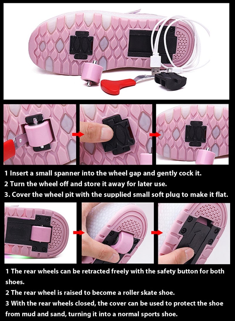 Arabest LED Flash Roller Shoes Skate Shoes with Wheels and and Lightning Bottom Fashion Flashing Sneakers Slip-Resistant Sneakers Pink  - Image 5