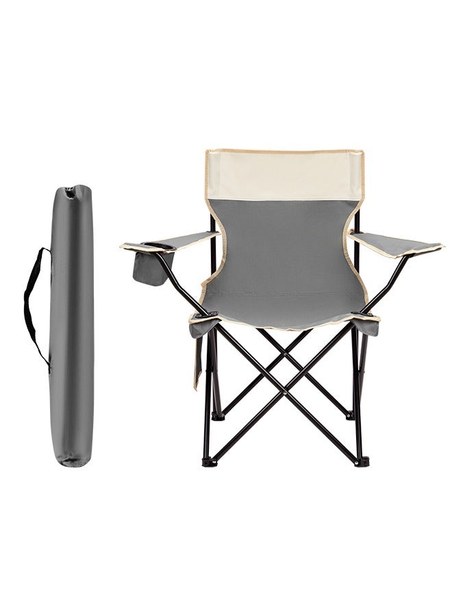 LAWAZIM Foldable Camping Chair with Carrying Bag -Grey- Portable Durable Steel Frame Outdoor Chair Compact Comfortable Folding Chair for Camping, Beach Picnics Festivals – Lightweight, Weatherproof - Image 1