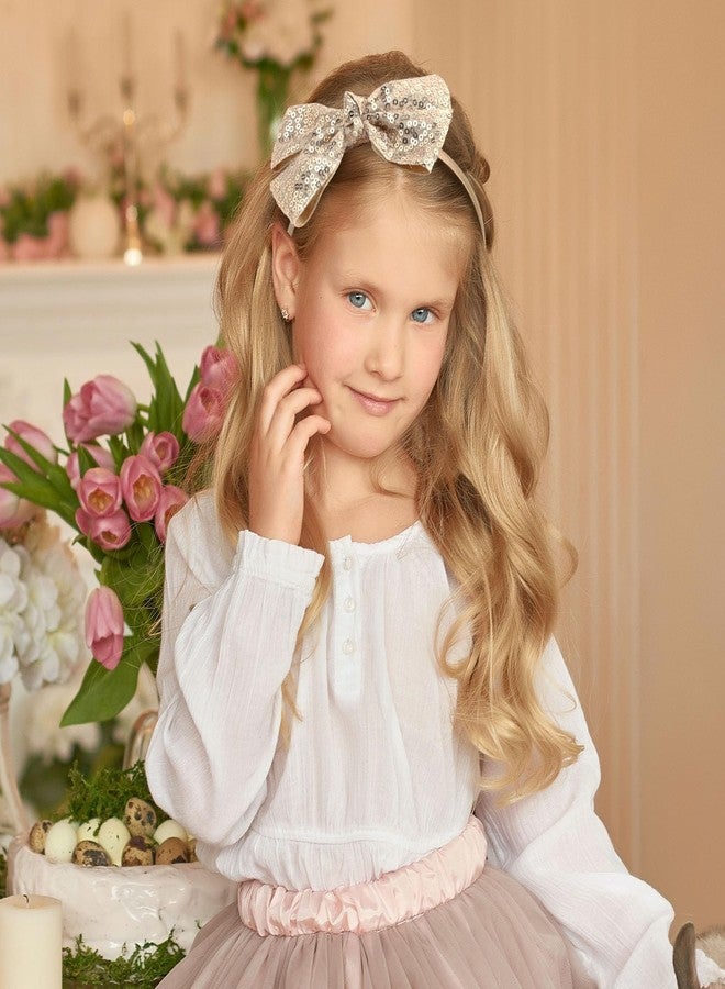 NCMAMA Sequin Gold Bow Headband for Girls Sparkly Glitter Hair Bows Hair Accessories for Toddler Kids Women on Christmas Halloween Birthday Parties - Image 5