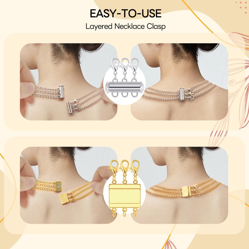 Beinhome 16 Pcs Magnetic Jewelry Clasps and Necklace Layering Clasp Necklace Extenders Gold Silver,Multiple Sizes and Styles Chain Extenders Magnetic Clasps for Jewelry Necklace Bracelet - Image 4