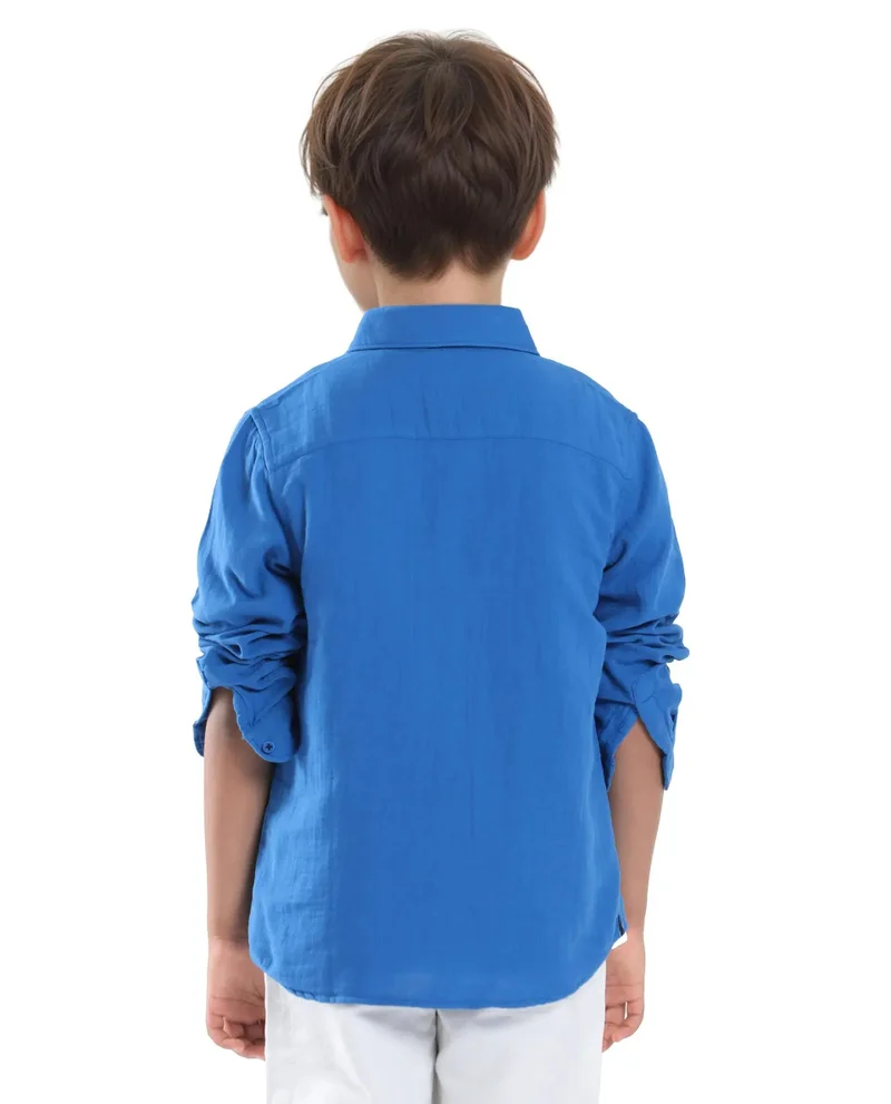 Rare Ones Rare Ones Kids Presto Blue Cotton Full Sleeve Solid Shirt