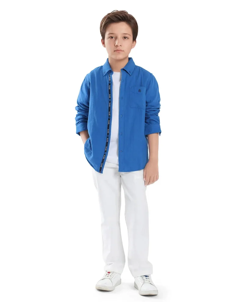 Rare Ones Rare Ones Kids Presto Blue Cotton Full Sleeve Solid Shirt