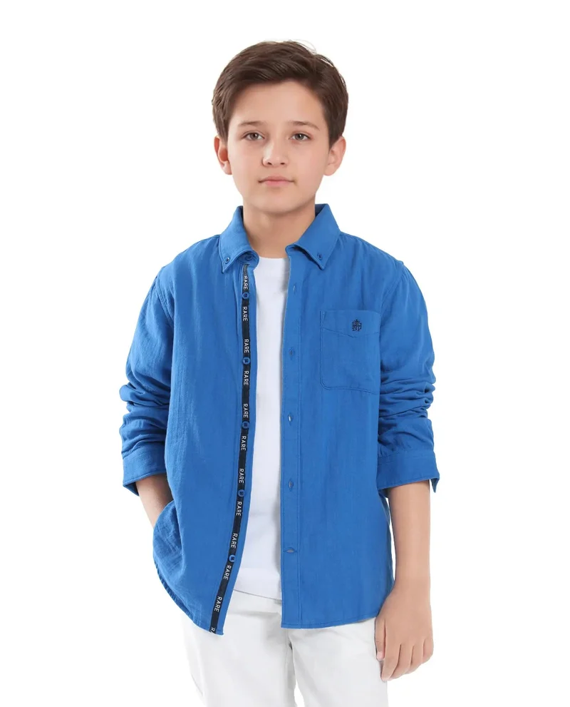 Rare Ones Rare Ones Kids Presto Blue Cotton Full Sleeve Solid Shirt