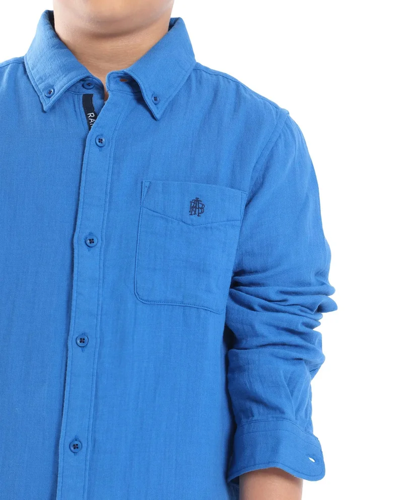 Rare Ones Rare Ones Kids Presto Blue Cotton Full Sleeve Solid Shirt