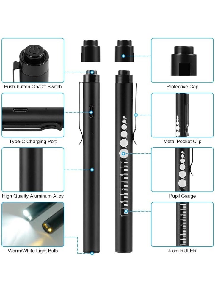 قلم ضوء طبي تشخيصي LED – قلم طبي قابل للشحن USB للممرضين والطلاب والأطباء - Image 5