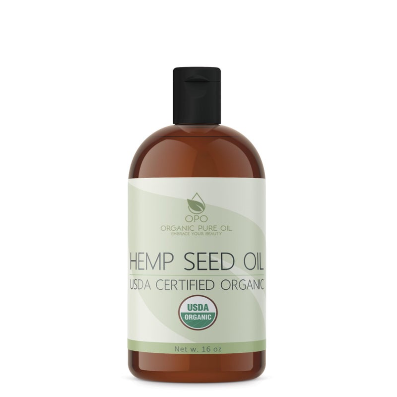 OPO Organic Hemp Seed Oil 16 oz USDA Certified Organic Pure Cold Pressed NonGMO Extra Virgin Vegan Bulk Carrier Oil Omega 369 Tinctures DIY Essential Oils Formulations Soap