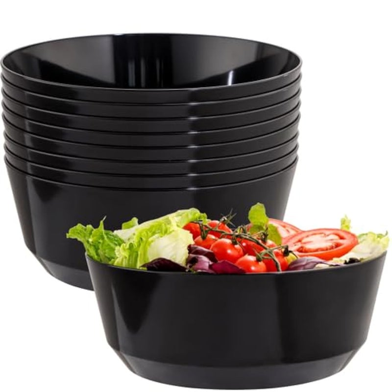 Hioasis 8 Pack Plastic Serving Bowls 128oz Black Plastic Bowls Heavy Duty Disposable Serving Bowls for Party Snack  Salad  Candy  Bar Buffet  New Year