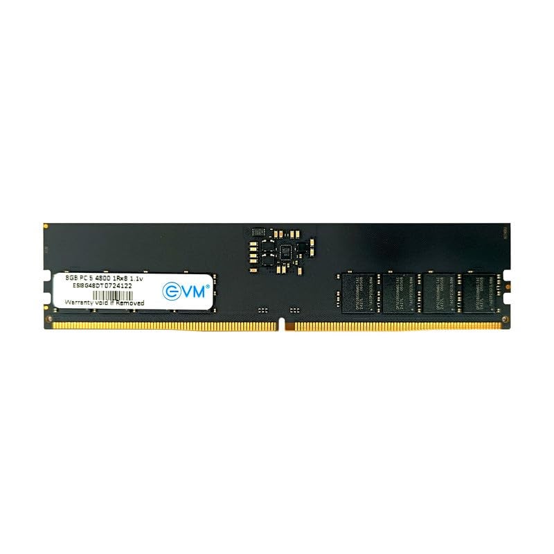 EVM 8GB DDR5 Desktop RAM Memory | 4800MHz | PC5-38400 | Long-DIMM | 288-Pin | CL19 | 1.1V Low Voltage | High Speed Performance | Intel & AMD Compatible | 10 Year Warranty (EVMT8G4800U88P) - Image 1