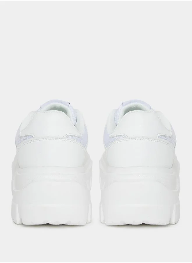 Styli Mesh Upper Lace Up Chunky Sneakers