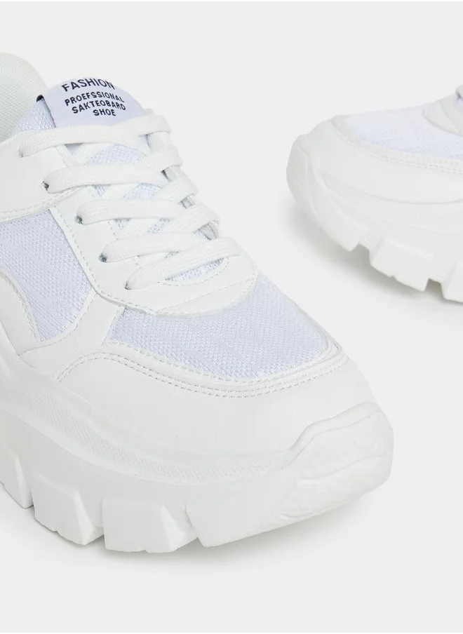 Styli Mesh Upper Lace Up Chunky Sneakers
