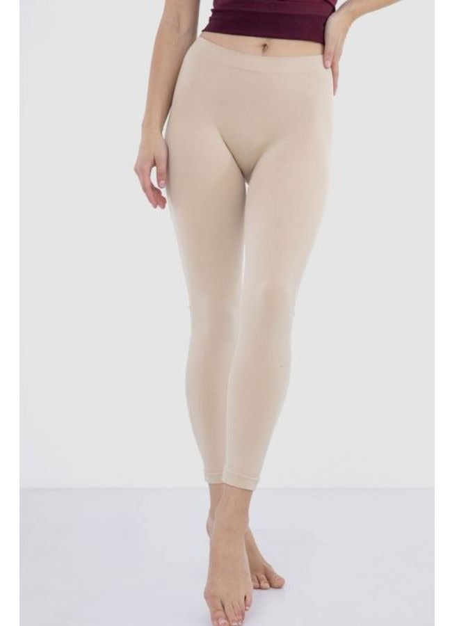 Carina Plain long leggings for women with a high elasticated waist high-quality materials well ventilated and soft to the touch Café colour  - Image 1