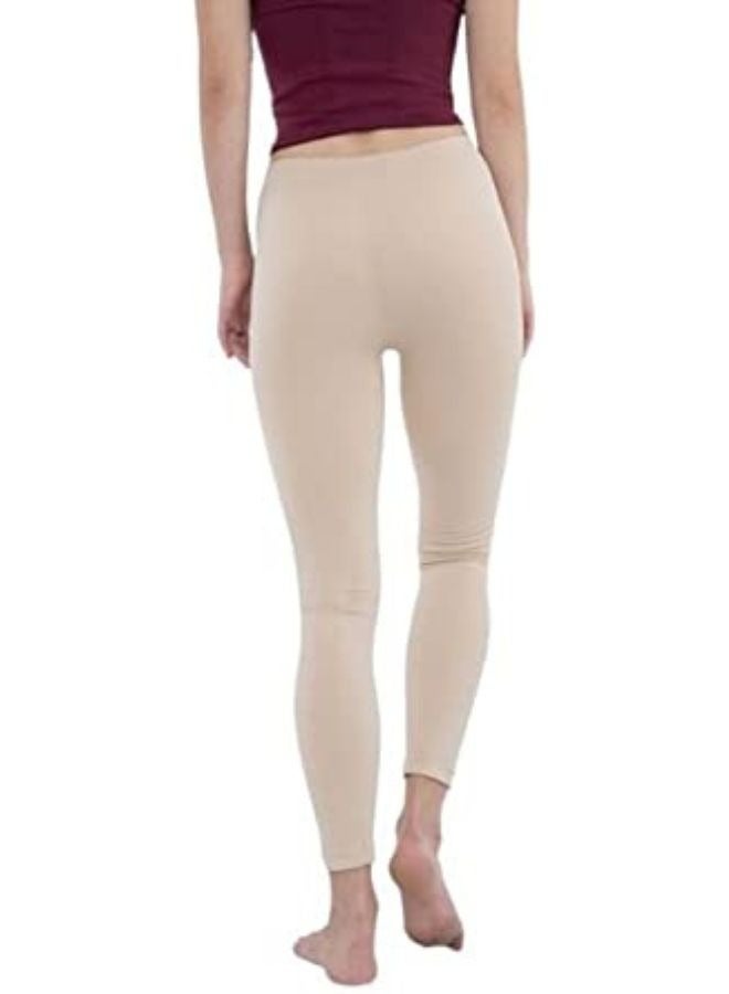 Carina Plain long leggings for women with a high elasticated waist high-quality materials well ventilated and soft to the touch Café colour  - Image 4