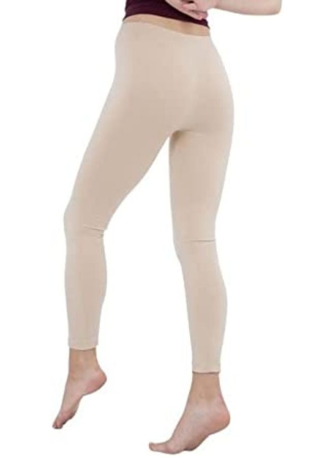 Carina Plain long leggings for women with a high elasticated waist high-quality materials well ventilated and soft to the touch Café colour  - Image 2