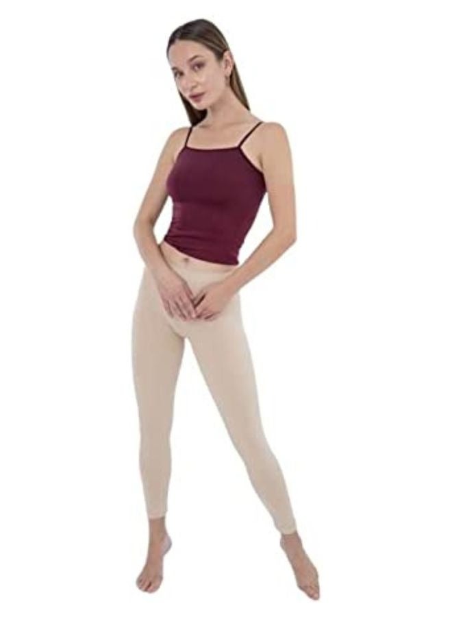 Carina Plain long leggings for women with a high elasticated waist high-quality materials well ventilated and soft to the touch Café colour  - Image 3