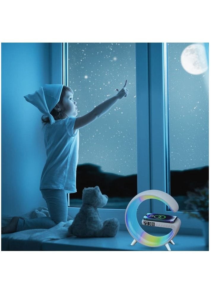 Smart light sound machine App Control Fast Wireless Charger RGB Light BT Speaker Sunrise Alarm Clock