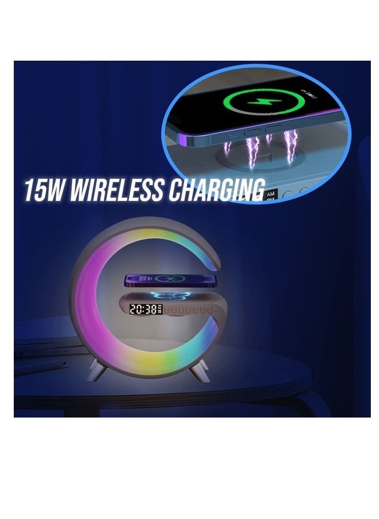 Smart light sound machine App Control Fast Wireless Charger RGB Light BT Speaker Sunrise Alarm Clock