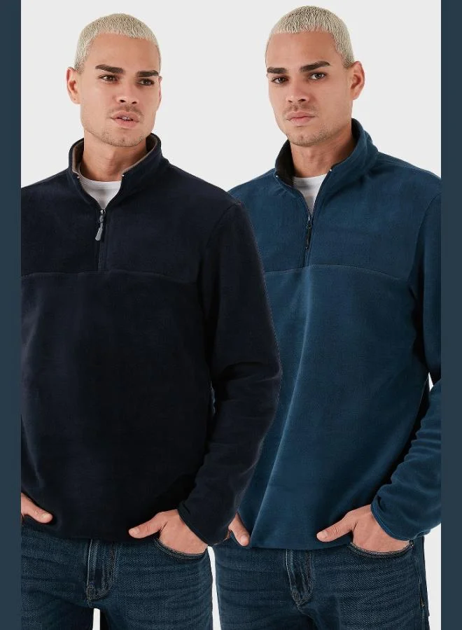 Buratti Regular Fit Anti-Pilling Non-Pilling Standing Collar Raised 2-Pack Polar Men's POLAR 5896700S2