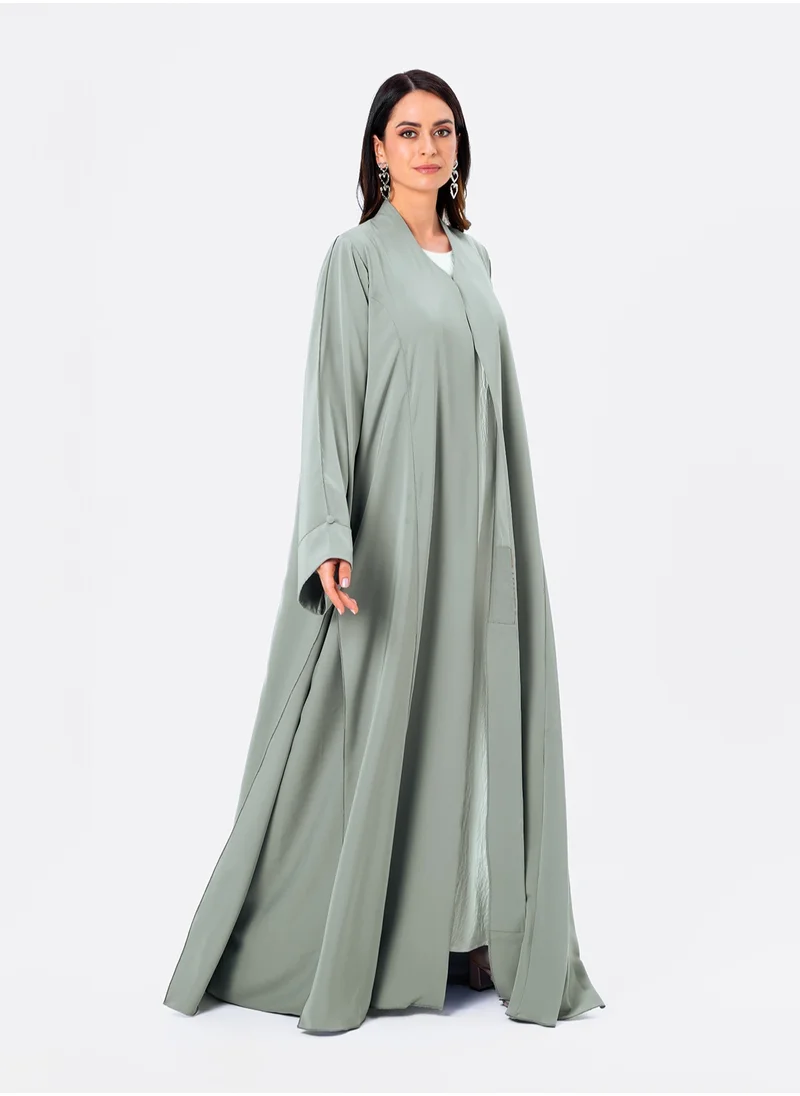 IZEL Sage green Button Detailed Abaya