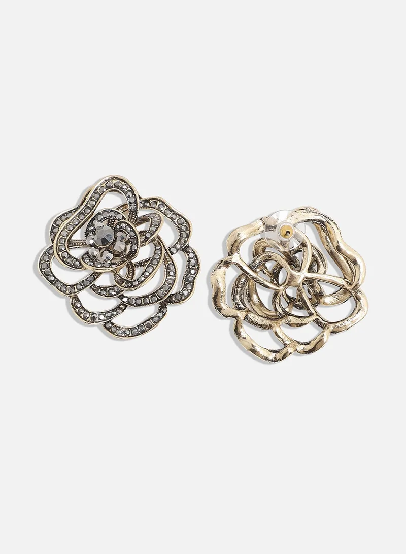 SOHI Intricate Rose Stud Earrings
