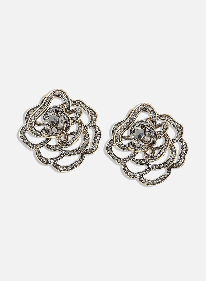 SOHI Intricate Rose Stud Earrings