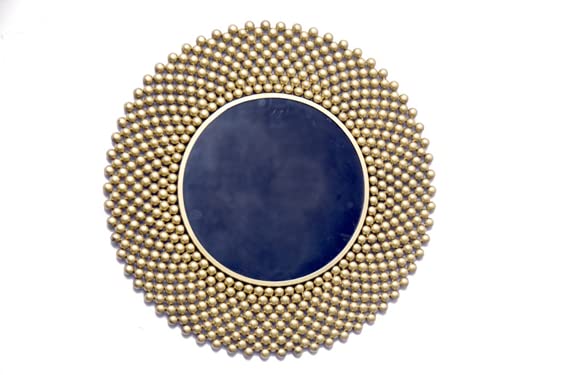 Decornus Handicrafts Ball Iron Decorative Wall Mounted Hanging Mirror Sculpture Metal Glass Modern Arts Gifts Home Decor Wall Mirror 24x24 inch Gold - Image 1