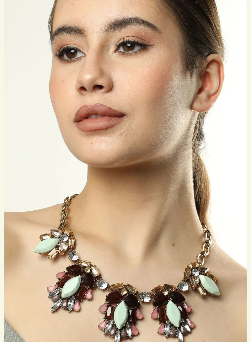 SOHI Gold Plated Designer Stone Necklace