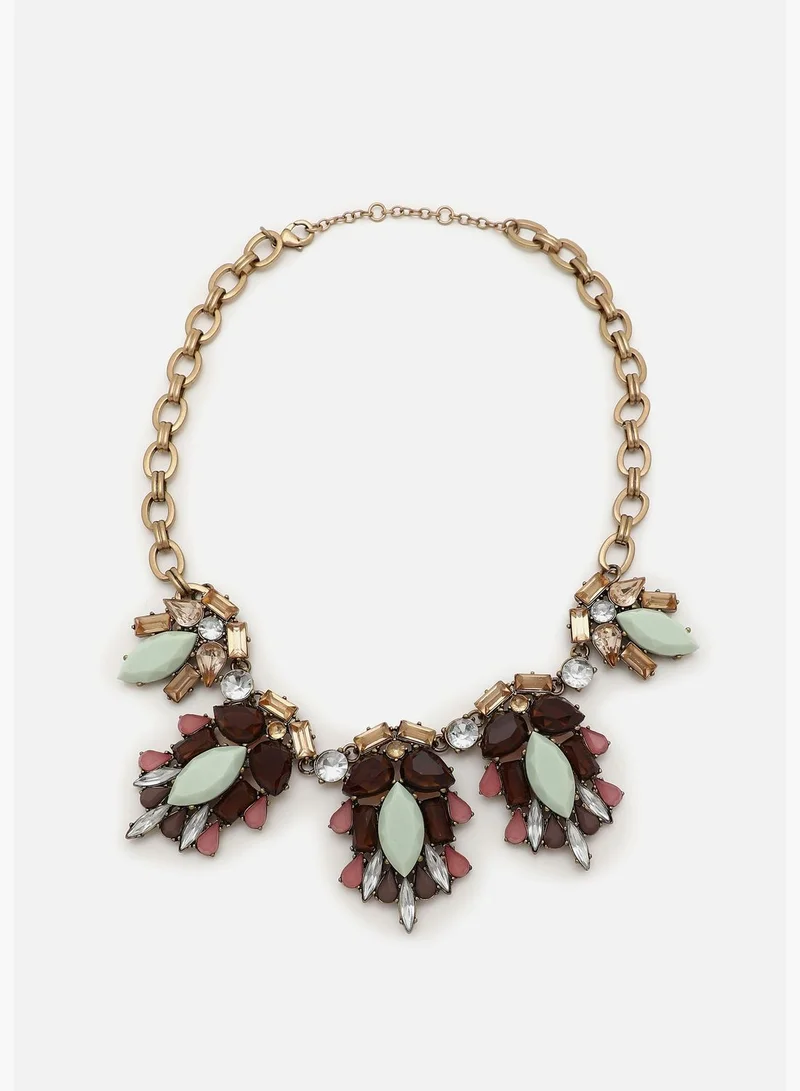 SOHI Gold Plated Designer Stone Necklace