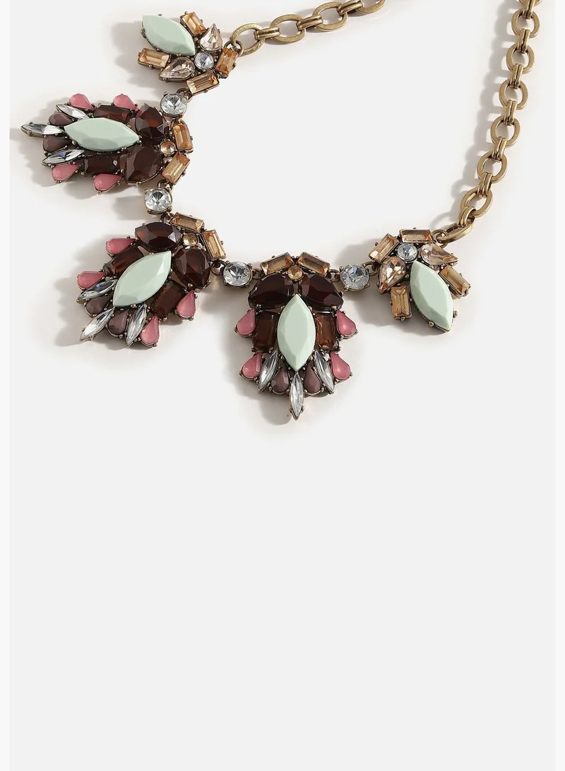 SOHI Gold Plated Designer Stone Necklace