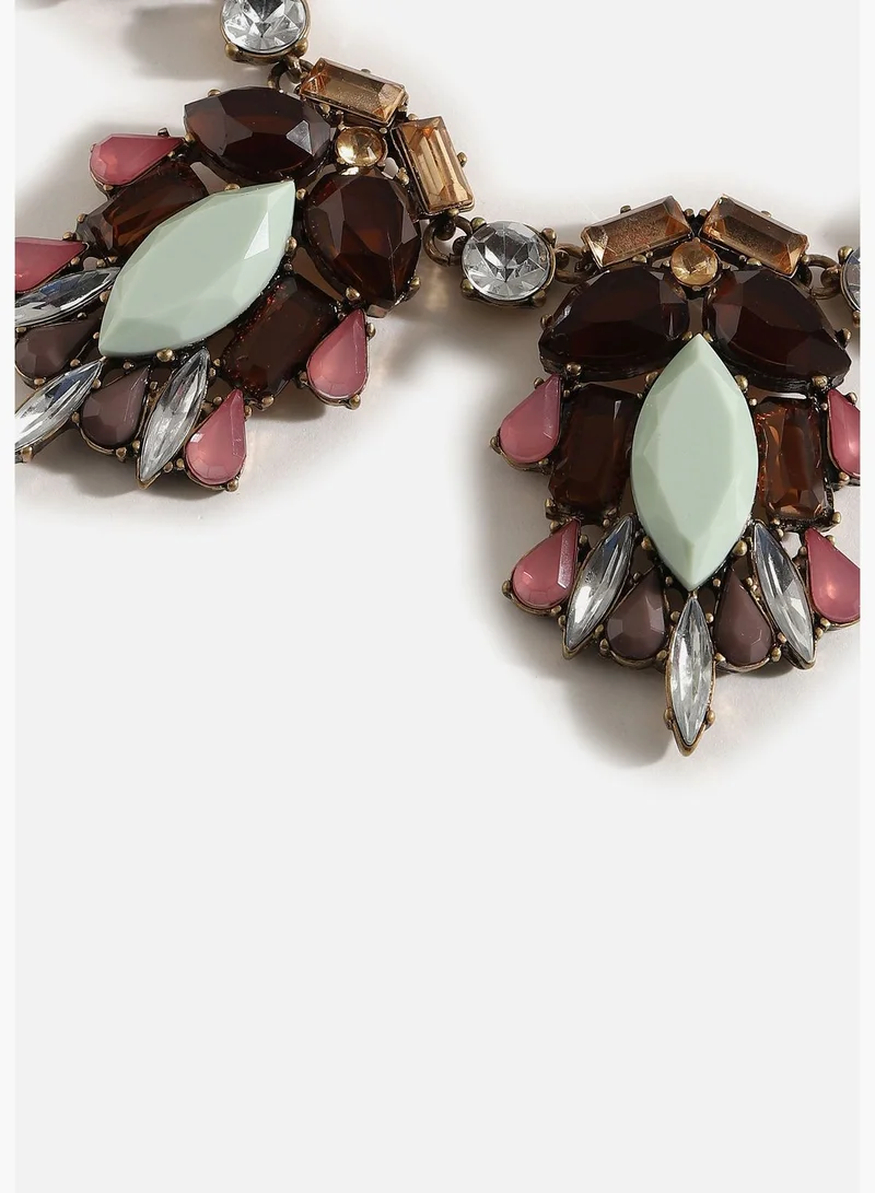 SOHI Gold Plated Designer Stone Necklace