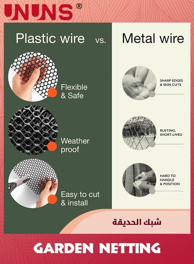 UNUNS Garden Netting,Black Plastic Wire Mesh Fence 40cmx5m Roll,Ideal For Poultry,Dogs,Rabbit,Gardening,Durable Plastic Chicken Wire Mesh,Versatile Plastic Fencing - Image 3