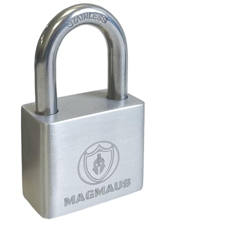 Magmaus® PDL40 Heavy Duty Lock with 3 Keys - [Stainless Steel] Weatherproof Padlock for Outdoor Use - Ideal for Storage Unit, Shipping Container, Gate - Image 1
