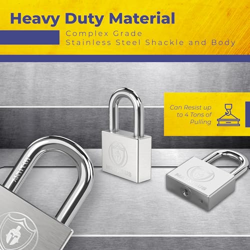 Magmaus® PDL40 Heavy Duty Lock with 3 Keys - [Stainless Steel] Weatherproof Padlock for Outdoor Use - Ideal for Storage Unit, Shipping Container, Gate - Image 3