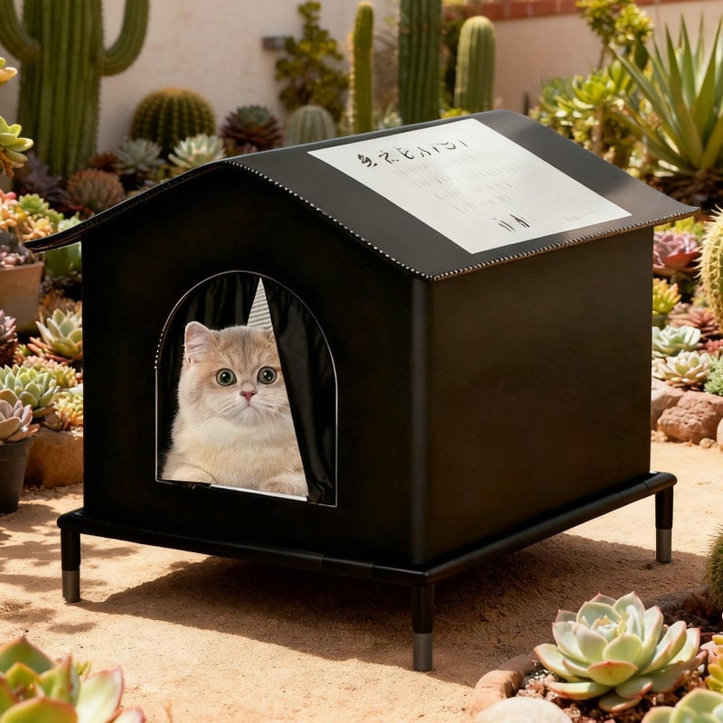 Outdoor Cat House With Removable Cushion And Insulated Roof Weatherproof Pet Shelter - Image 5