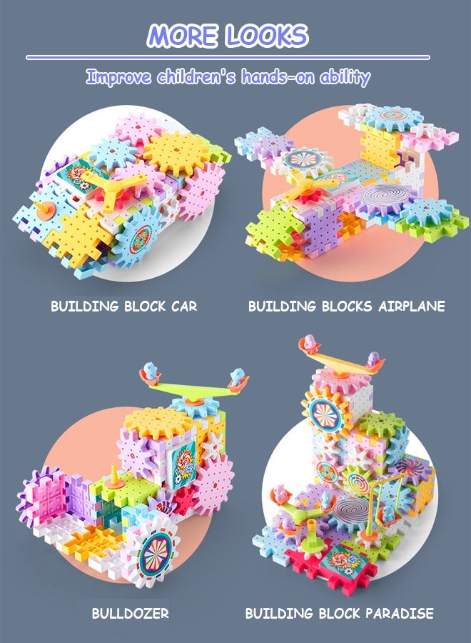 Joudiplay 203 Pcs Stacking-Blocks, Electric Building Toys, Educational Construction Toys for Boys and Girls, Creativity Building Blocks Set Kids Toys - Image 3
