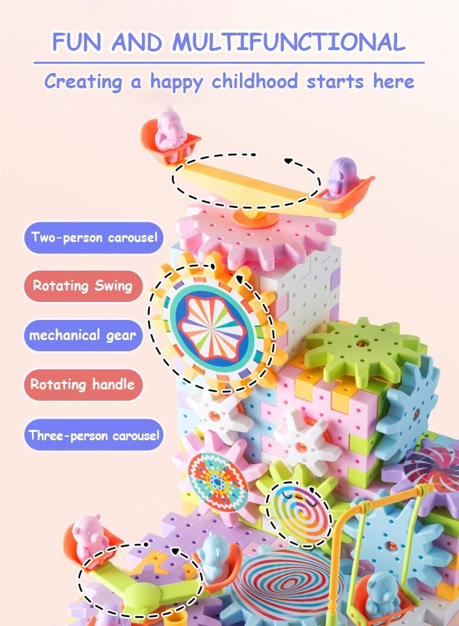 Joudiplay 203 Pcs Stacking-Blocks, Electric Building Toys, Educational Construction Toys for Boys and Girls, Creativity Building Blocks Set Kids Toys - Image 2