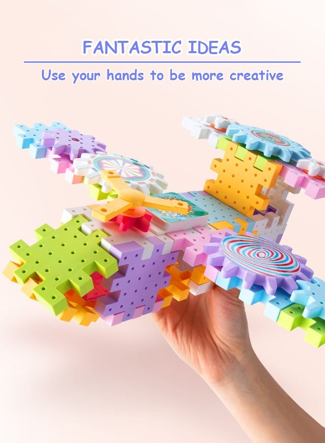 Joudiplay 203 Pcs Stacking-Blocks, Electric Building Toys, Educational Construction Toys for Boys and Girls, Creativity Building Blocks Set Kids Toys - Image 4