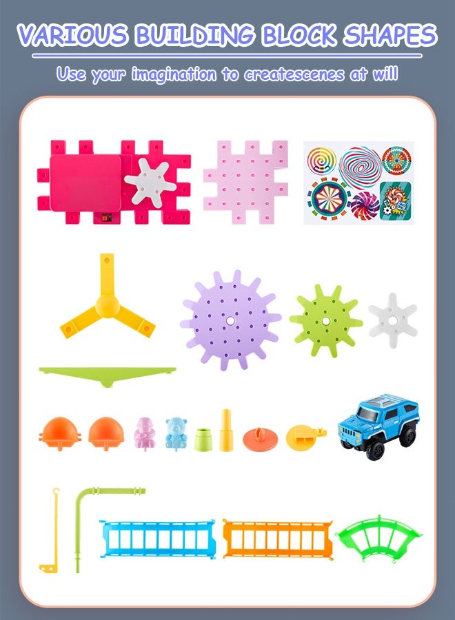 Joudiplay 203 Pcs Stacking-Blocks, Electric Building Toys, Educational Construction Toys for Boys and Girls, Creativity Building Blocks Set Kids Toys - Image 5