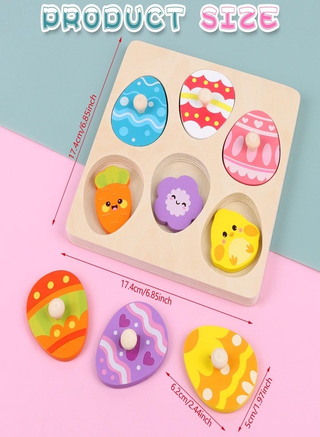 LOAVER Easter Wooden Pegged Puzzles for Kids Toddlers, Montessori Toys Matching Egg Puzzles for Easter Party Favors Basket Stuffers Gifts Prizes - Image 2
