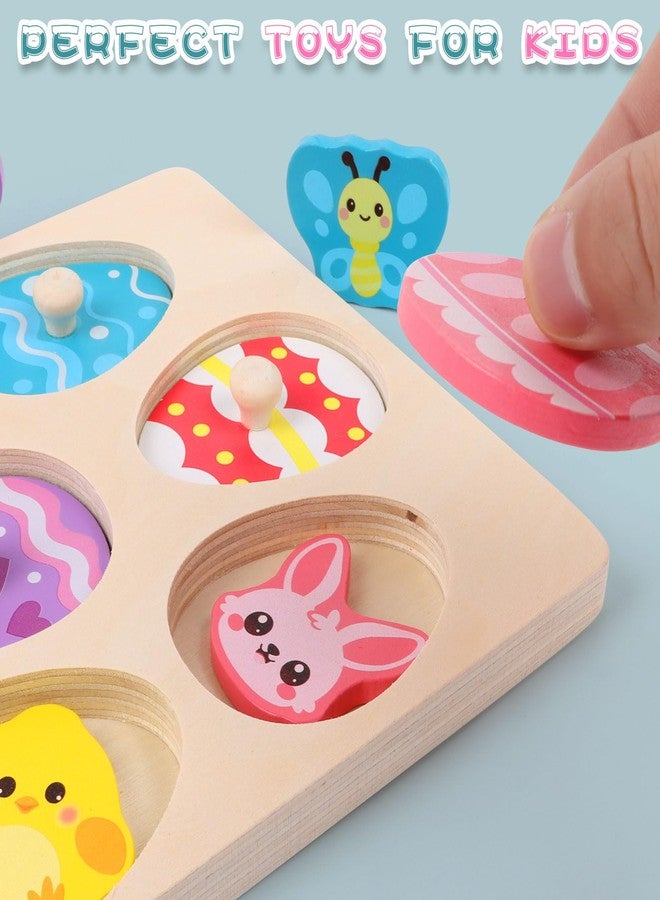 LOAVER Easter Wooden Pegged Puzzles for Kids Toddlers, Montessori Toys Matching Egg Puzzles for Easter Party Favors Basket Stuffers Gifts Prizes - Image 3