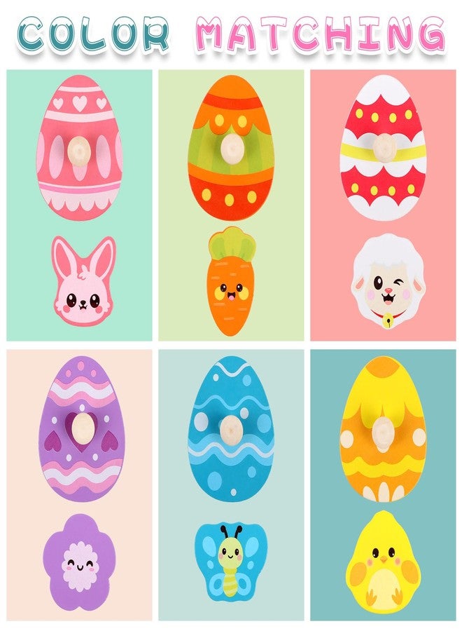 LOAVER Easter Wooden Pegged Puzzles for Kids Toddlers, Montessori Toys Matching Egg Puzzles for Easter Party Favors Basket Stuffers Gifts Prizes - Image 4