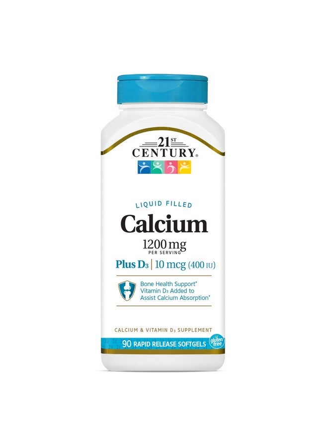 21st Century كالسيم بلس D3 سائل مملوء في كبسولات لينة من القرن 21، 1200 ملغ، 90 حبة - Image 1