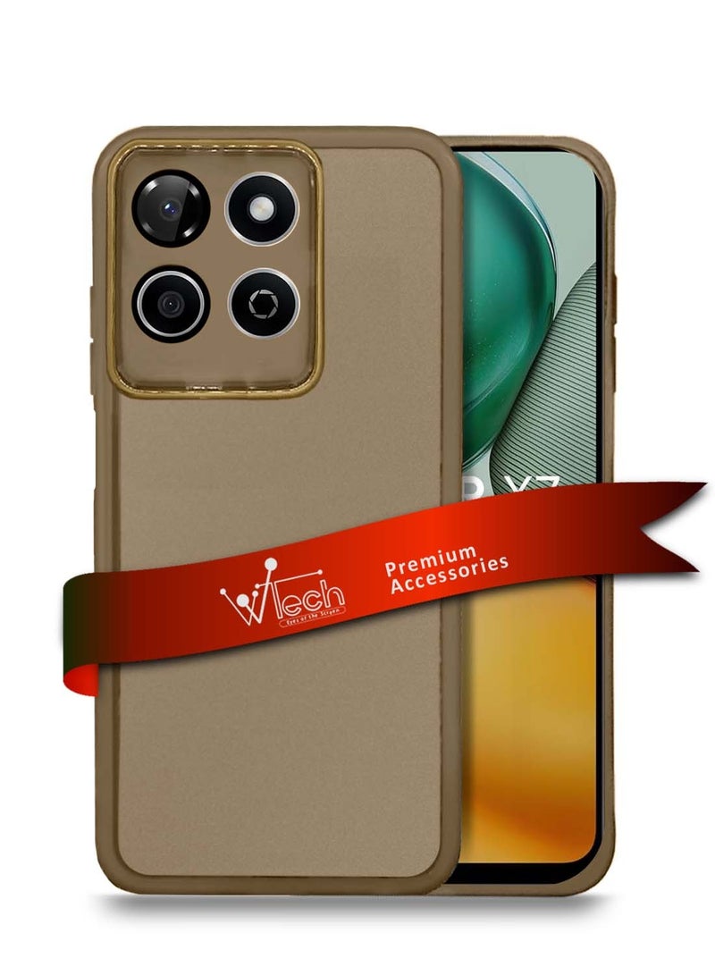 دبليو تيك هونر X7c 4G 2024 ناعم شفاف TPU سيليكون هاتف رفيع للغاية أنيق مطلي بالكهرباء غطاء الحافظة الخلفي للكاميرا - بني - Image 1