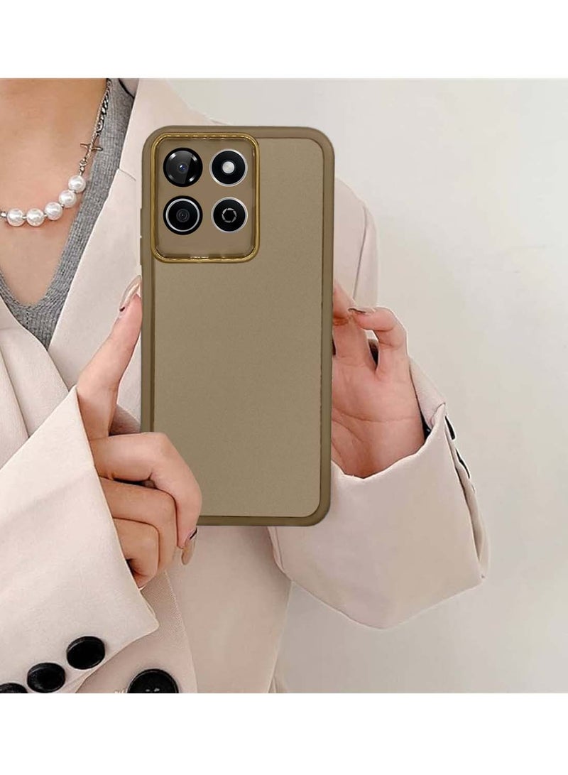 دبليو تيك هونر X7c 4G 2024 ناعم شفاف TPU سيليكون هاتف رفيع للغاية أنيق مطلي بالكهرباء غطاء الحافظة الخلفي للكاميرا - بني - Image 4